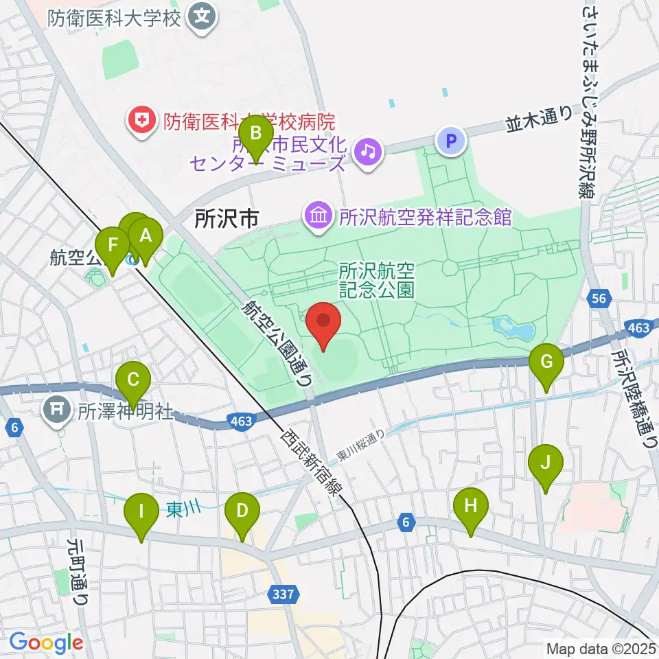 所沢航空記念公園野球場周辺のコンビニエンスストア一覧地図