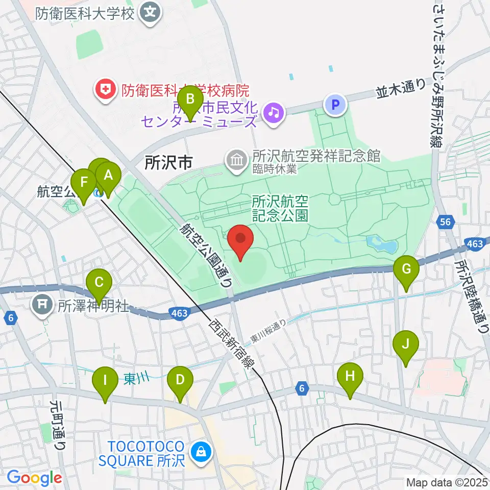 所沢航空記念公園野球場周辺のコンビニエンスストア一覧地図