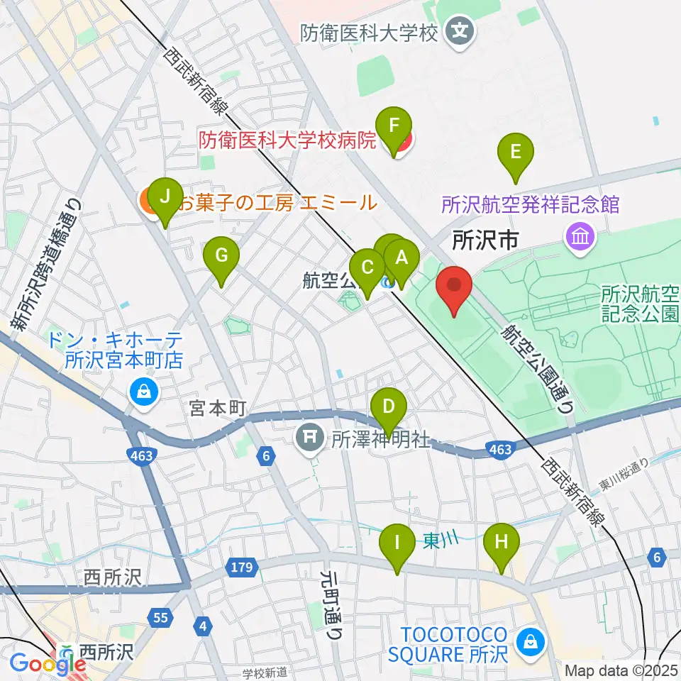 所沢航空記念公園運動場周辺のコンビニエンスストア一覧地図