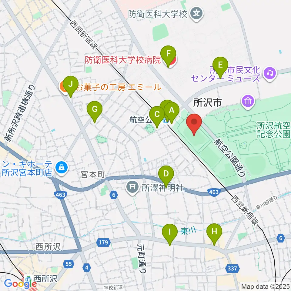 所沢航空記念公園運動場周辺のコンビニエンスストア一覧地図