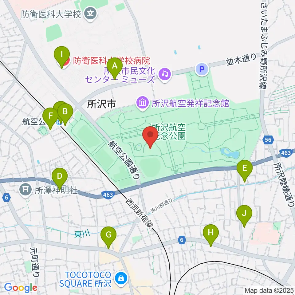 所沢航空記念公園野外ステージ周辺のコンビニエンスストア一覧地図
