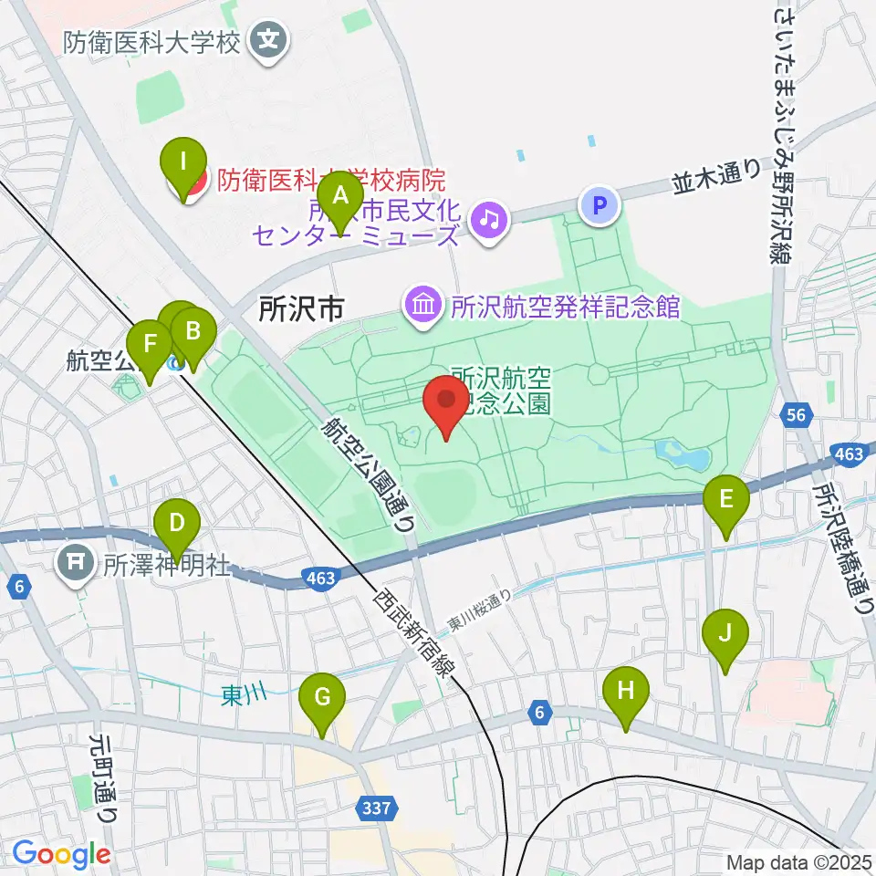 所沢航空記念公園野外ステージ周辺のコンビニエンスストア一覧地図