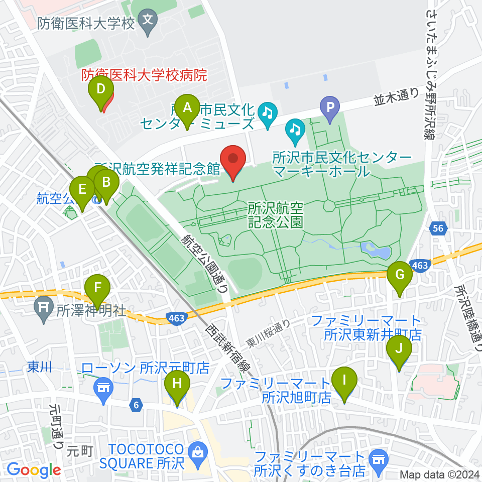 所沢航空発祥記念館周辺のコンビニエンスストア一覧地図