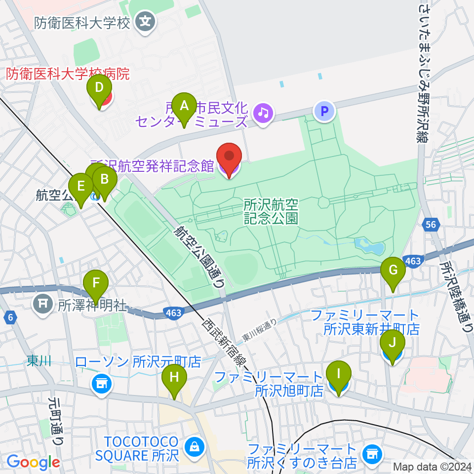 所沢航空発祥記念館周辺のコンビニエンスストア一覧地図