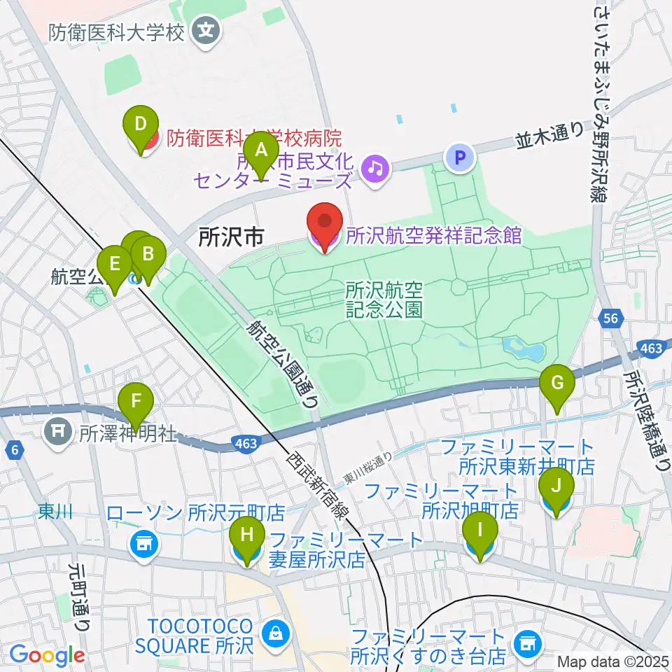 所沢航空発祥記念館周辺のコンビニエンスストア一覧地図