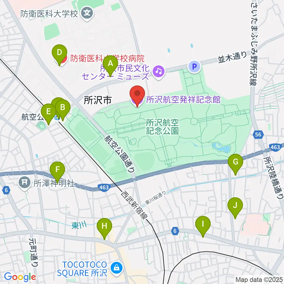 所沢航空発祥記念館周辺のコンビニエンスストア一覧地図
