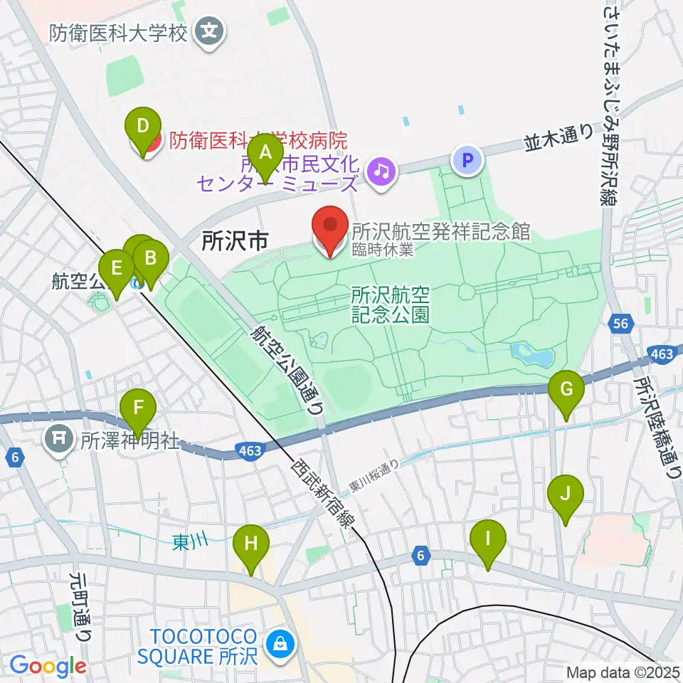 所沢航空発祥記念館周辺のコンビニエンスストア一覧地図