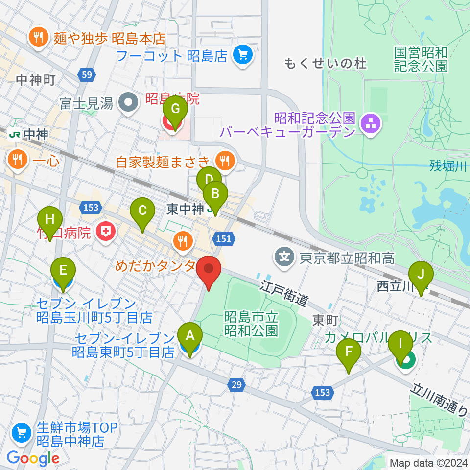 昭島市総合スポーツセンター周辺のコンビニエンスストア一覧地図