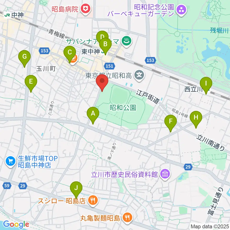 昭島市総合スポーツセンター周辺のコンビニエンスストア一覧地図