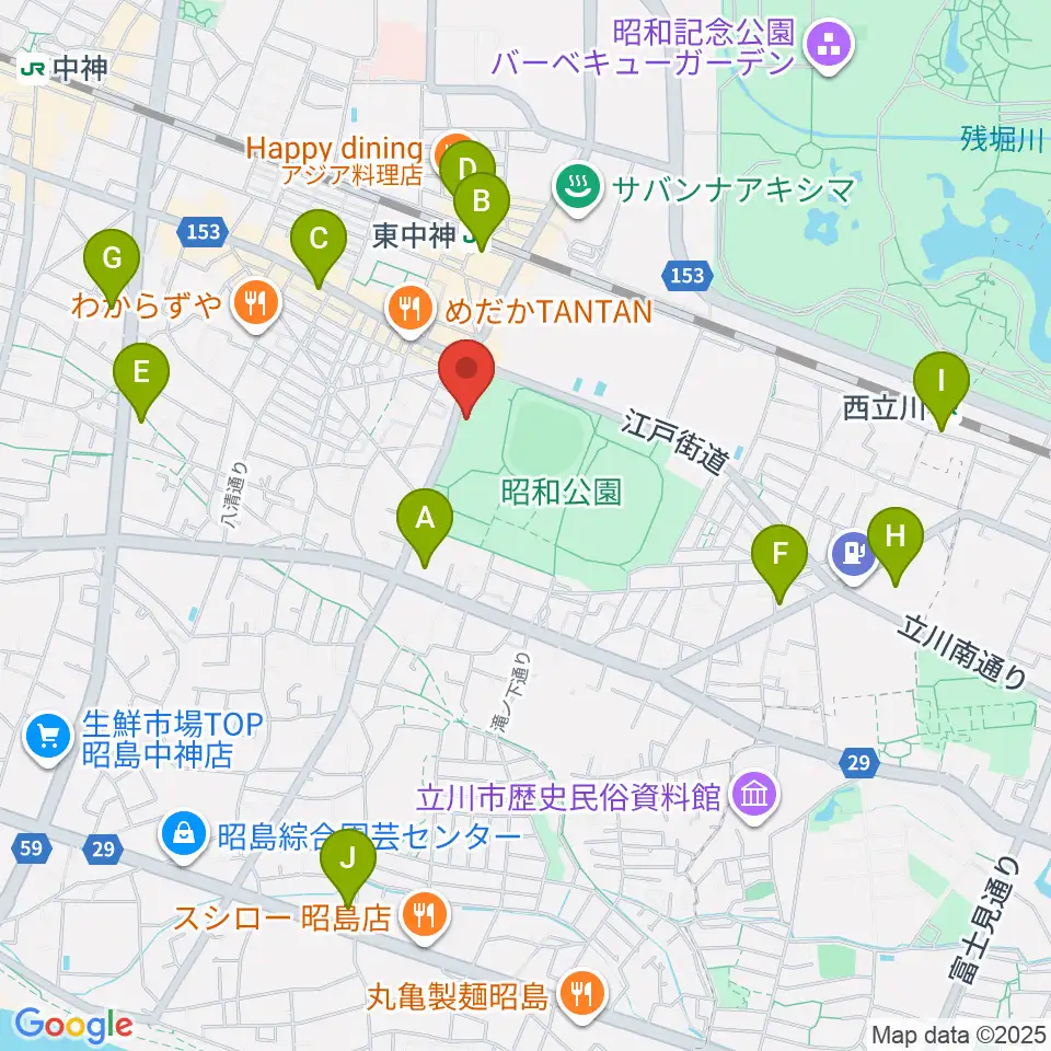 昭島市総合スポーツセンター周辺のコンビニエンスストア一覧地図