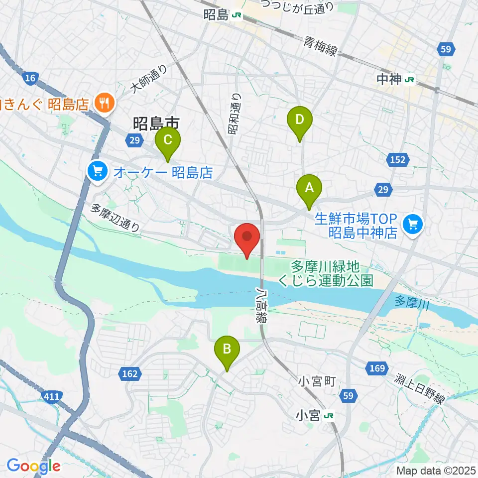 大神公園野球場周辺のコンビニエンスストア一覧地図