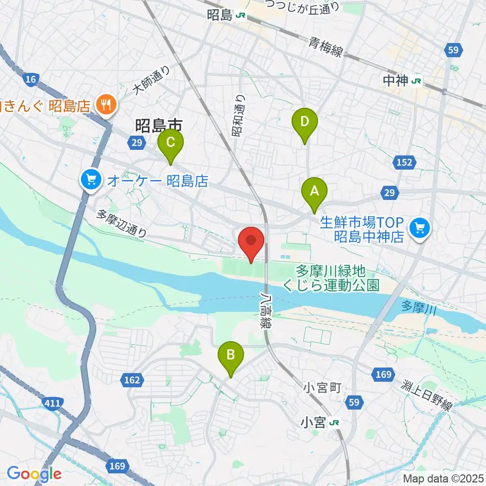 大神公園野球場周辺のコンビニエンスストア一覧地図