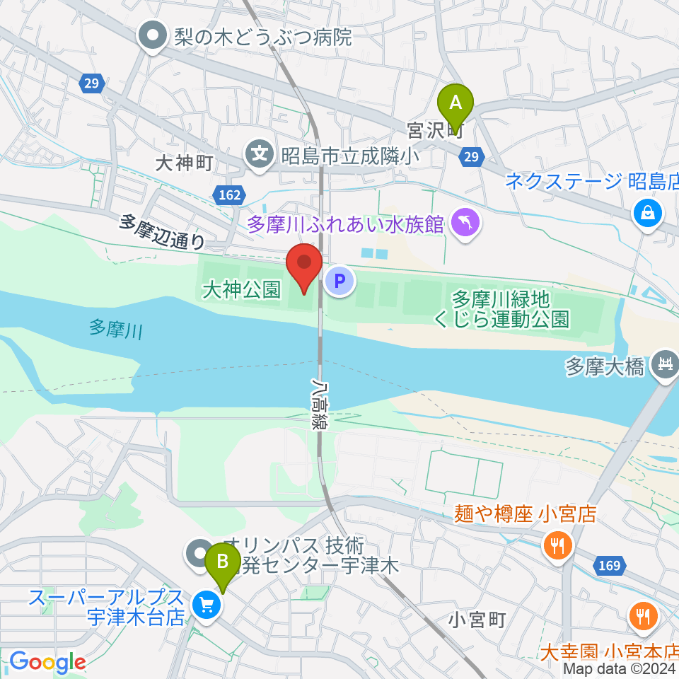 大神公園サッカー場周辺のコンビニエンスストア一覧地図