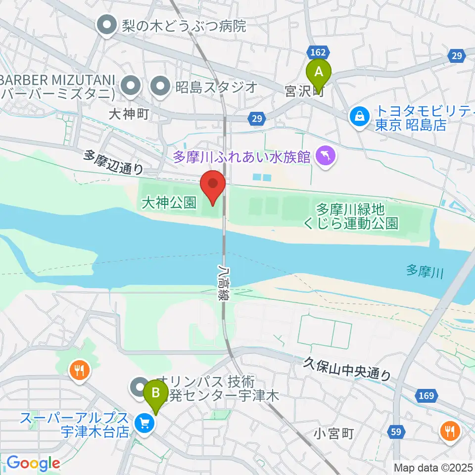 大神公園サッカー場周辺のコンビニエンスストア一覧地図