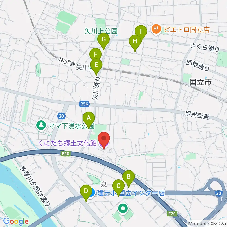 くにたち郷土文化館周辺のコンビニエンスストア一覧地図
