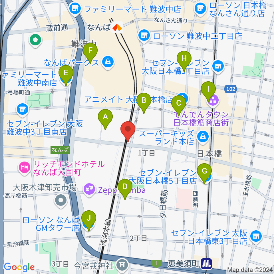 Yogibo META VALLEY周辺のコンビニエンスストア一覧地図