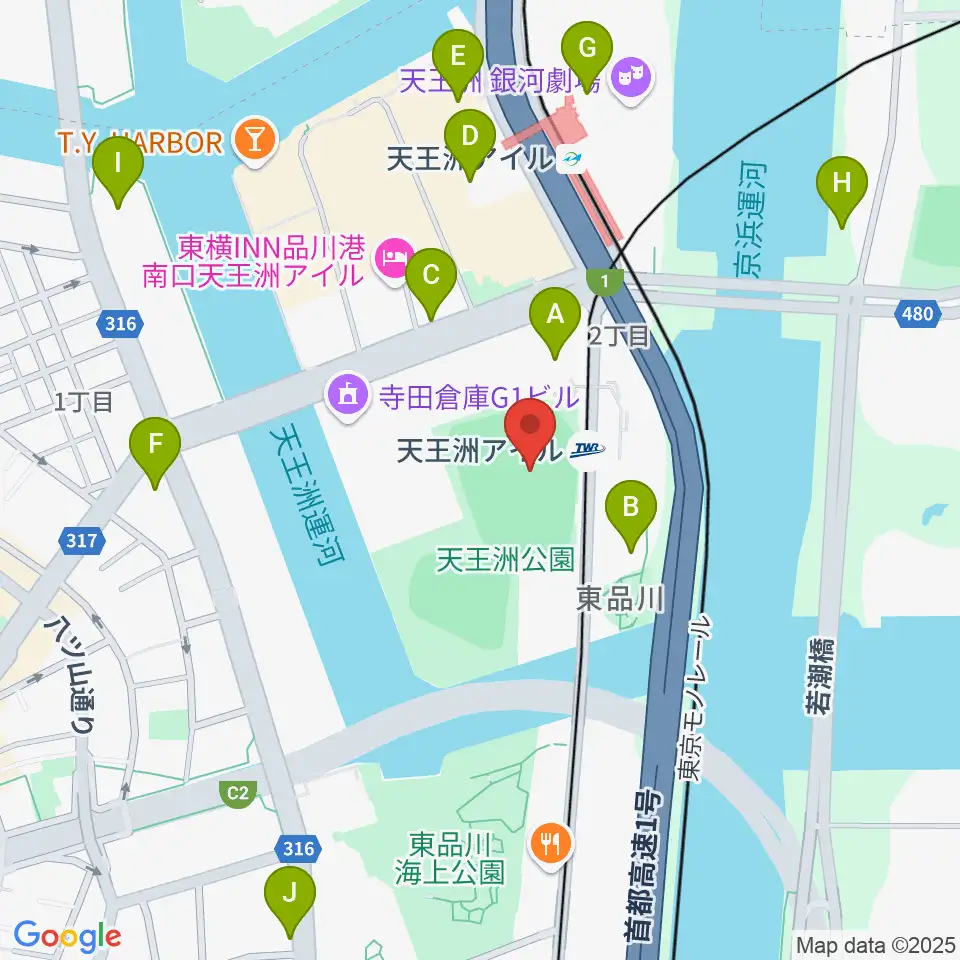 天王洲公園サッカー場周辺のコンビニエンスストア一覧地図