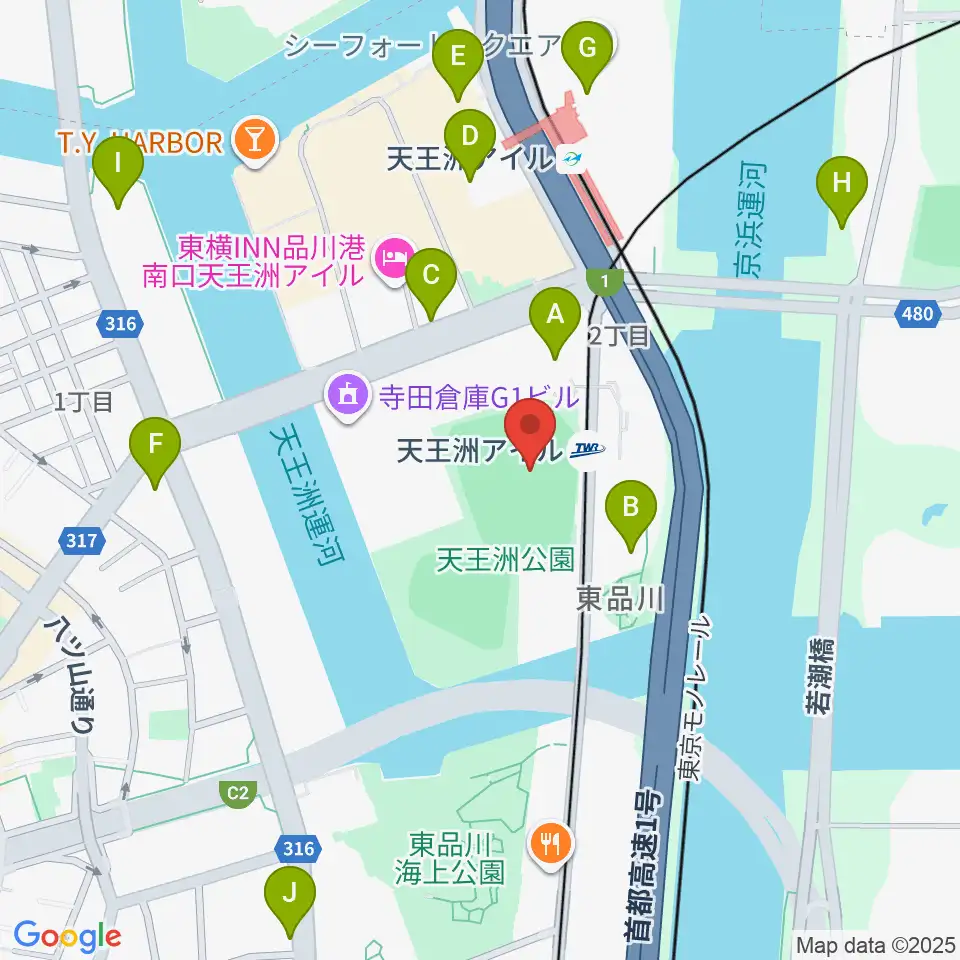 天王洲公園サッカー場周辺のコンビニエンスストア一覧地図