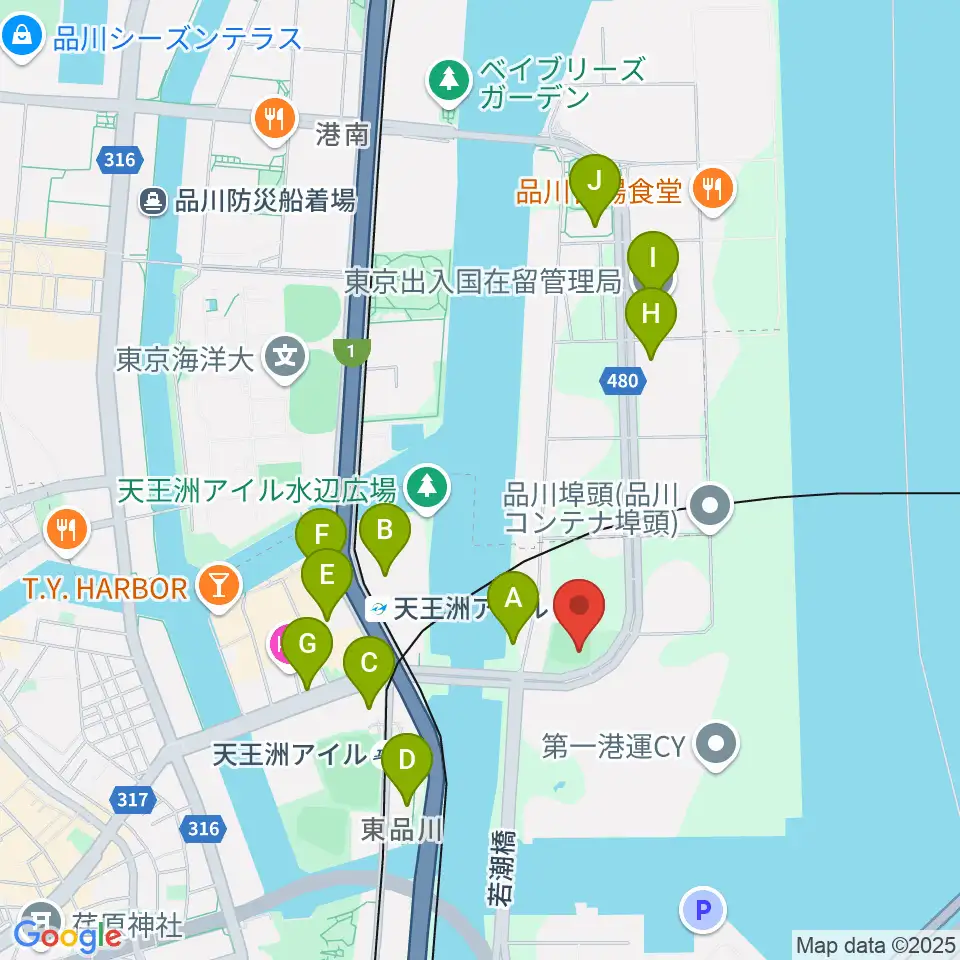 品川南ふ頭公園野球場周辺のコンビニエンスストア一覧地図