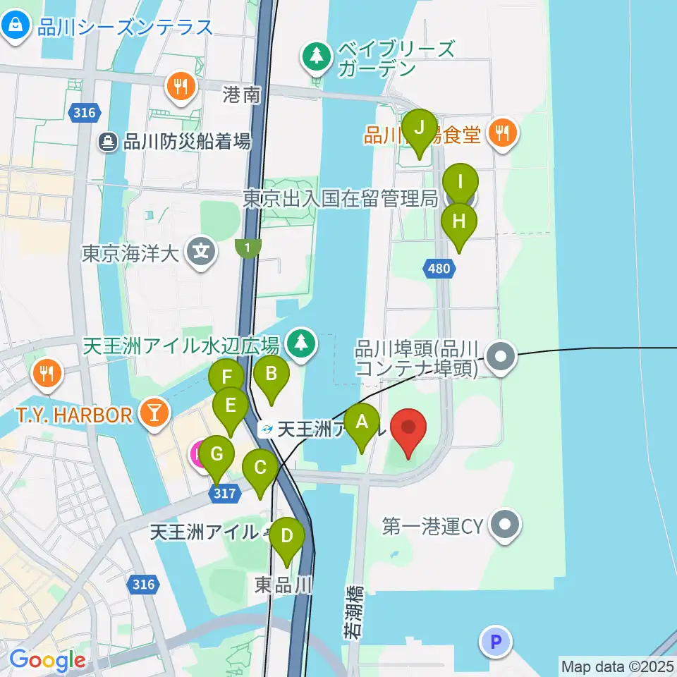 品川南ふ頭公園野球場周辺のコンビニエンスストア一覧地図