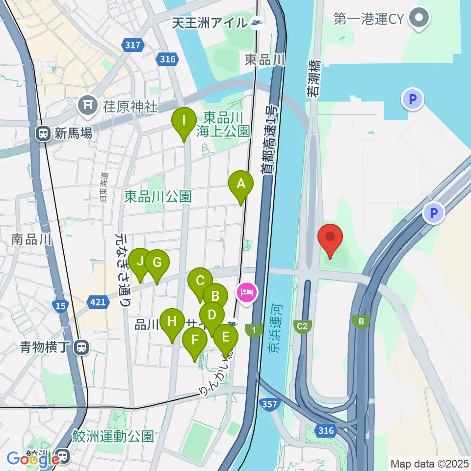 八潮北公園野球場周辺のコンビニエンスストア一覧地図