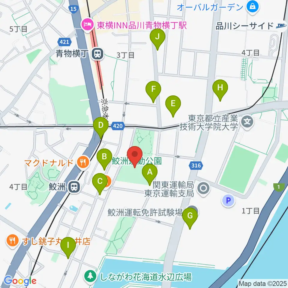 鮫洲運動公園軟式こども野球場周辺のコンビニエンスストア一覧地図