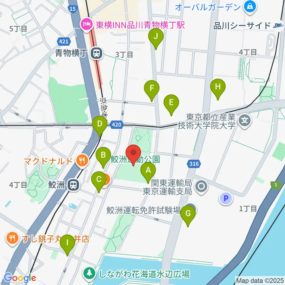 鮫洲運動公園軟式こども野球場周辺のコンビニエンスストア一覧地図