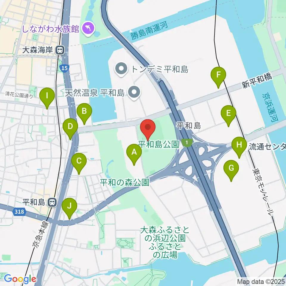 平和島公園野球場周辺のコンビニエンスストア一覧地図