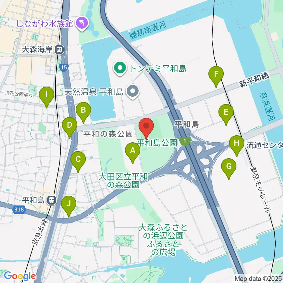 平和島公園野球場周辺のコンビニエンスストア一覧地図