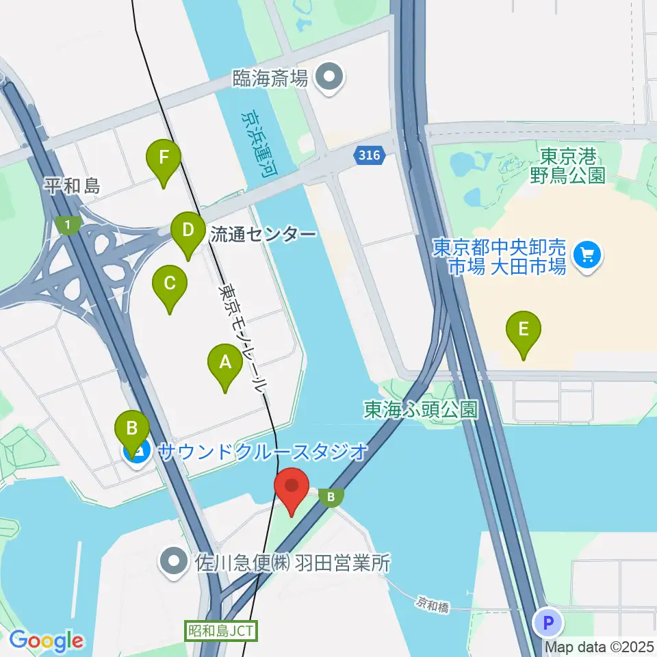昭和島二丁目公園サッカー場周辺のコンビニエンスストア一覧地図