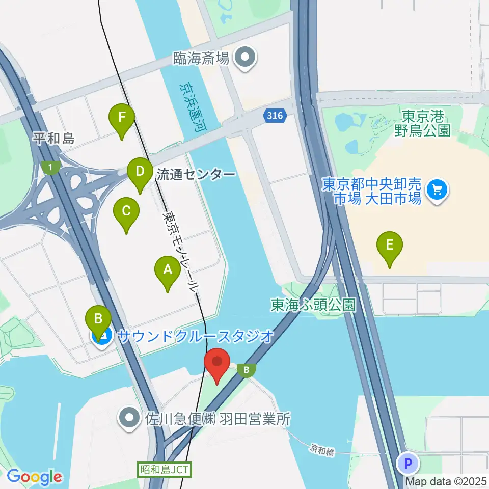 昭和島二丁目公園サッカー場周辺のコンビニエンスストア一覧地図