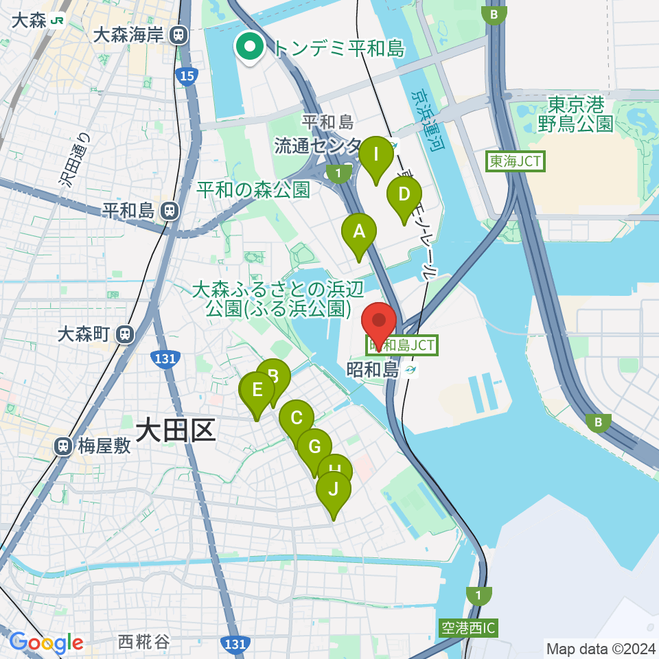 昭和島運動場野球場周辺のコンビニエンスストア一覧地図