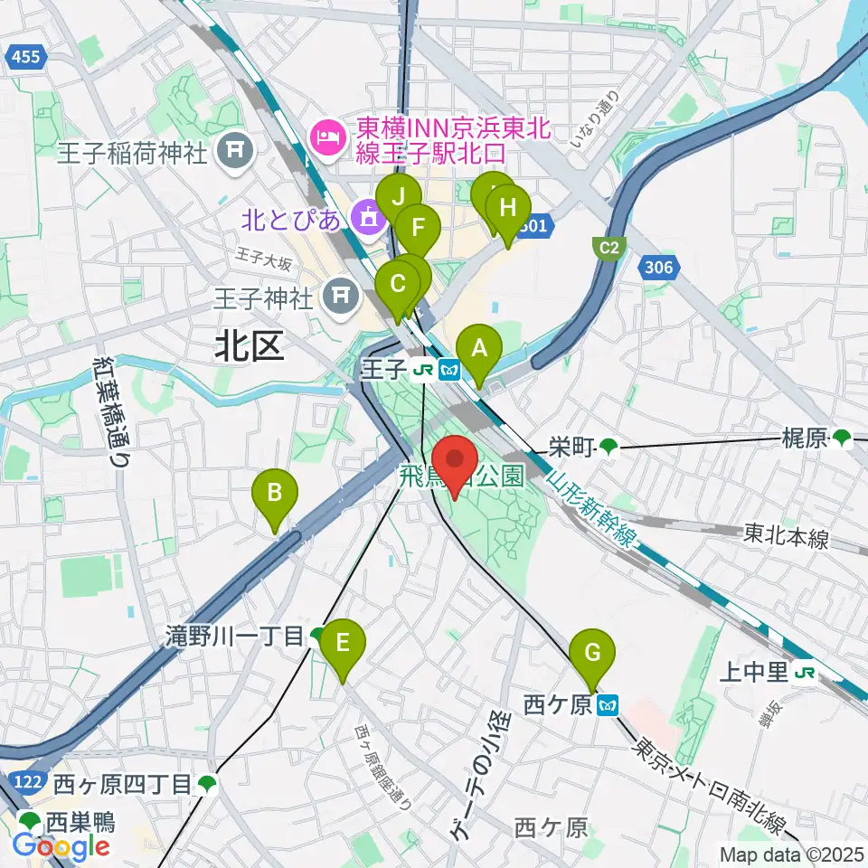 紙の博物館周辺のコンビニエンスストア一覧地図