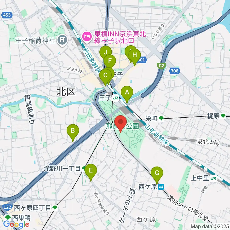 紙の博物館周辺のコンビニエンスストア一覧地図