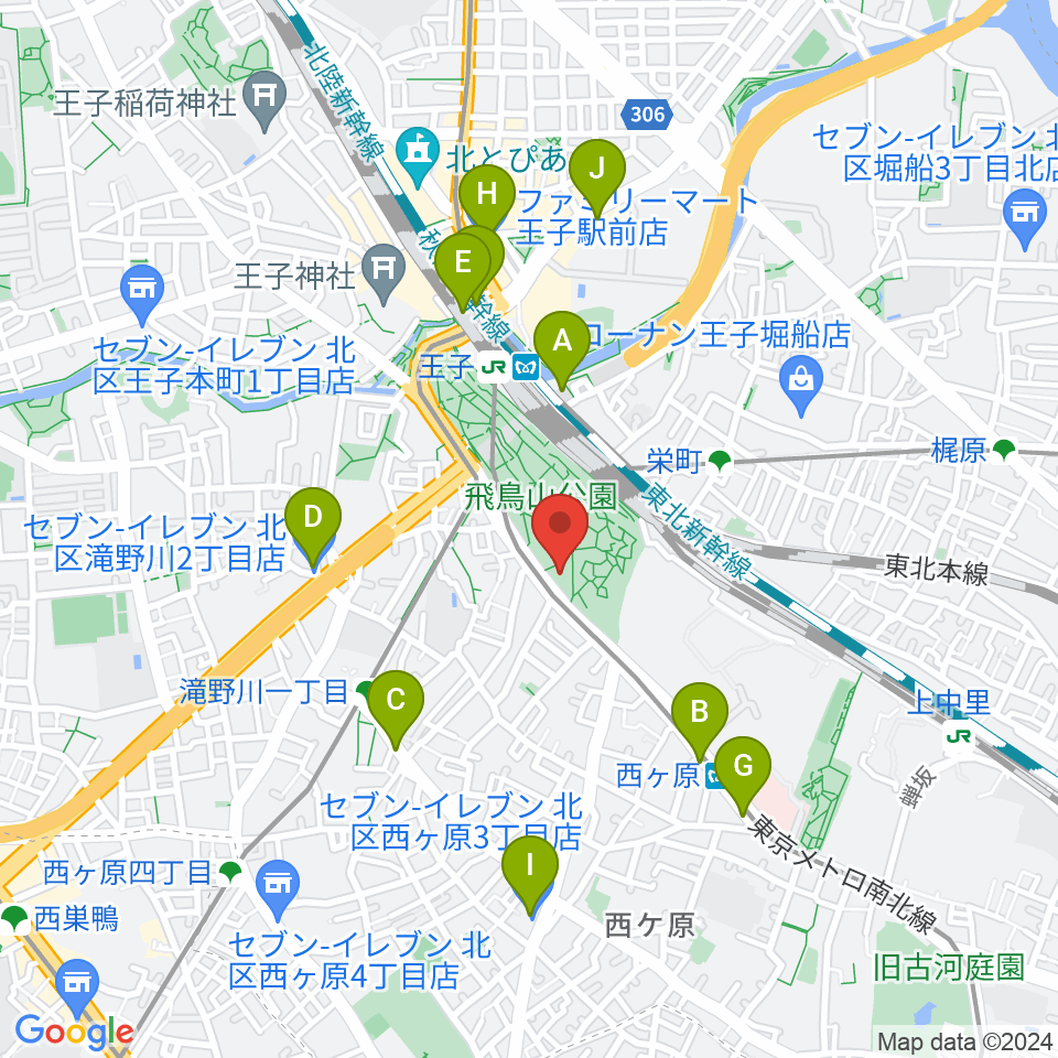 渋沢史料館周辺のコンビニエンスストア一覧地図