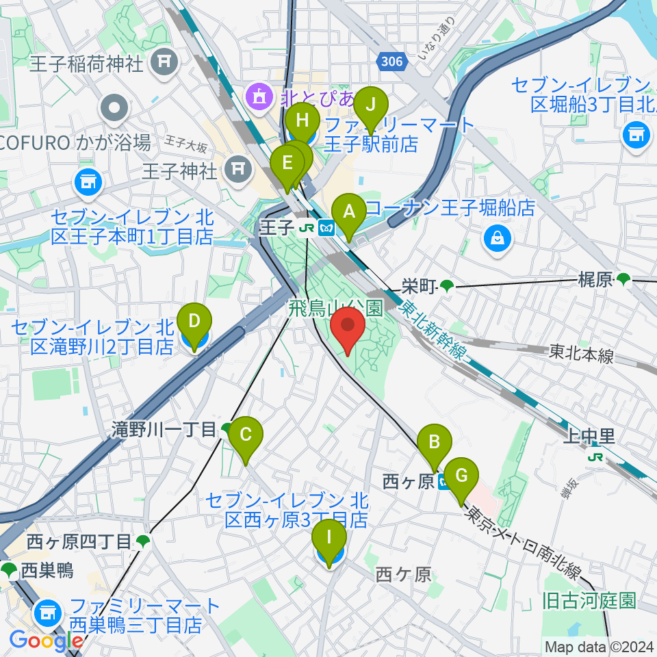 渋沢史料館周辺のコンビニエンスストア一覧地図