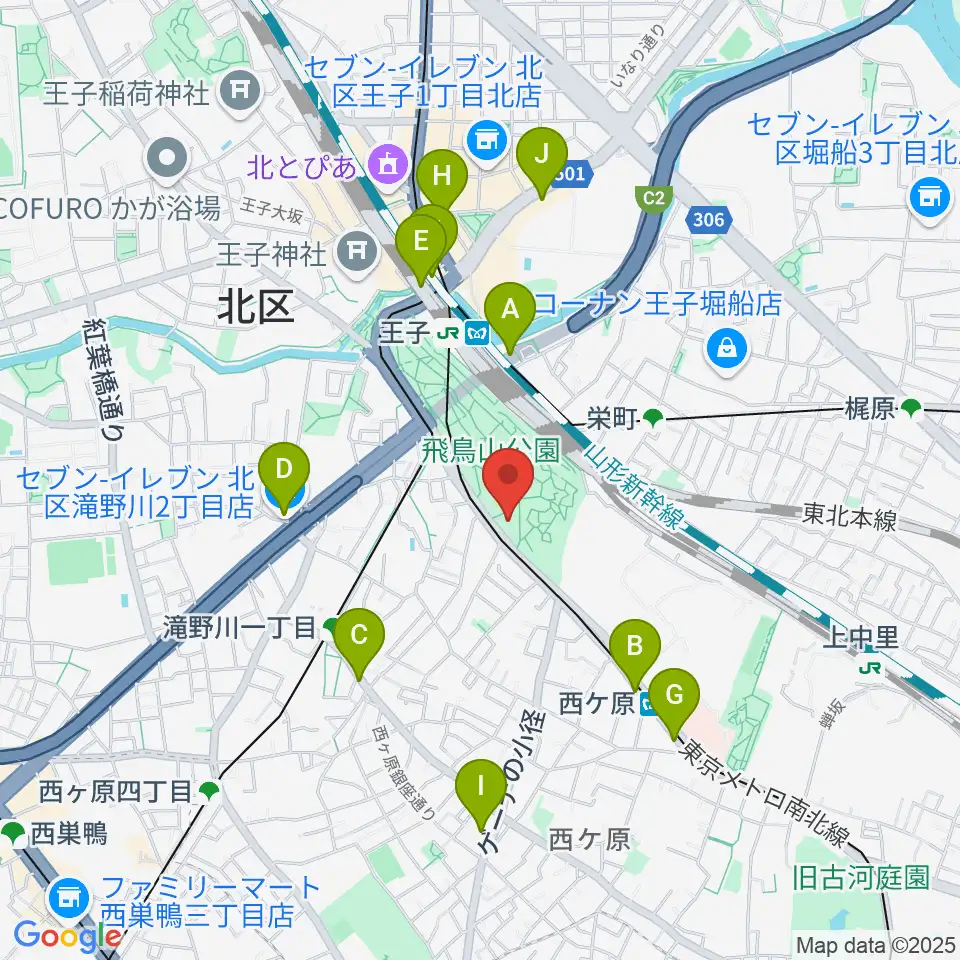 渋沢史料館周辺のコンビニエンスストア一覧地図