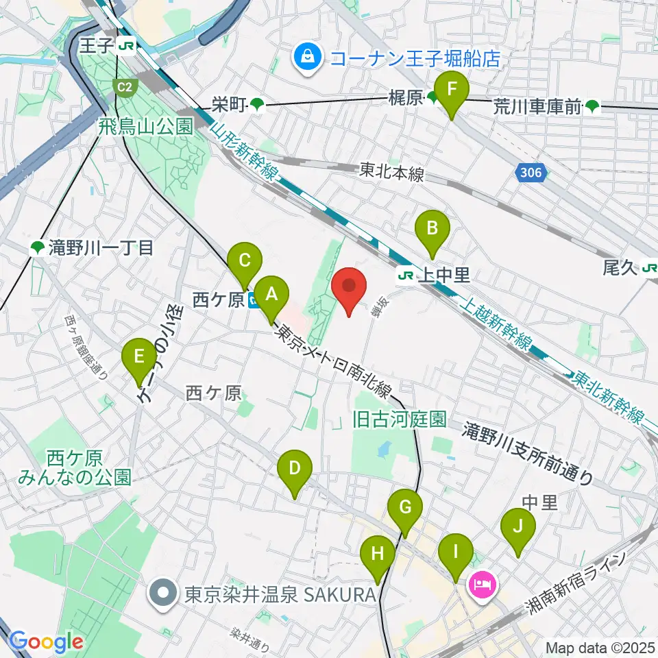 滝野川体育館周辺のコンビニエンスストア一覧地図