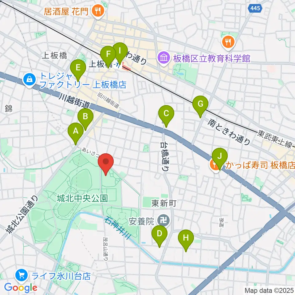 上板橋体育館周辺のコンビニエンスストア一覧地図