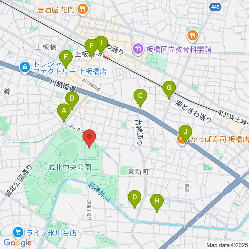 上板橋体育館周辺のコンビニエンスストア一覧地図