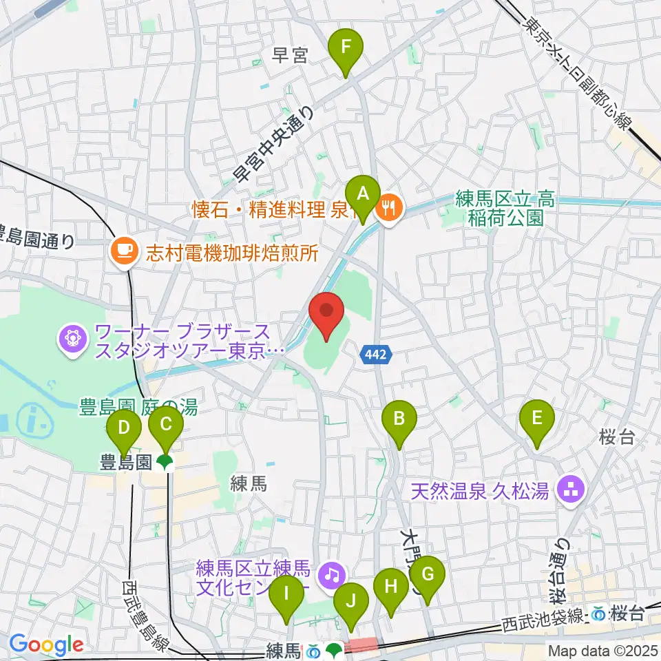 練馬総合運動場公園陸上競技場周辺のコンビニエンスストア一覧地図