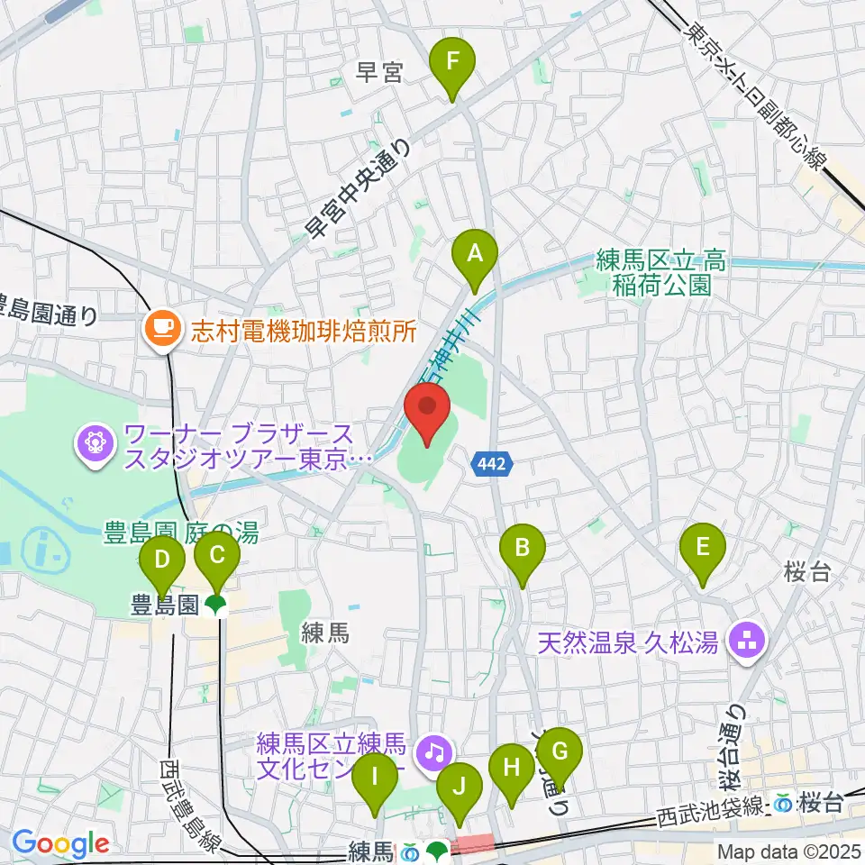 練馬総合運動場公園陸上競技場周辺のコンビニエンスストア一覧地図