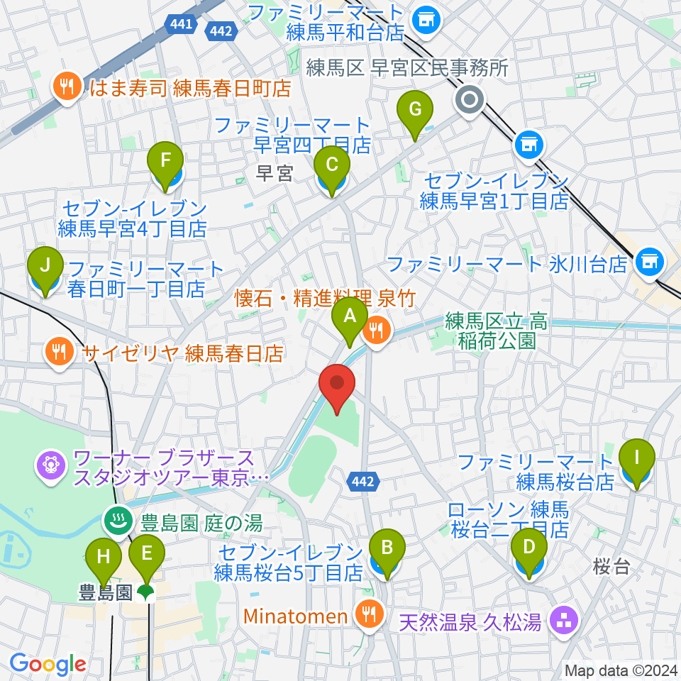 練馬総合運動場少年野球場周辺のコンビニエンスストア一覧地図