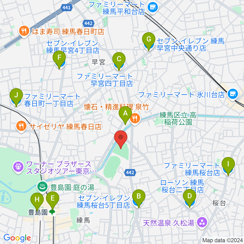 練馬総合運動場少年野球場周辺のコンビニエンスストア一覧地図