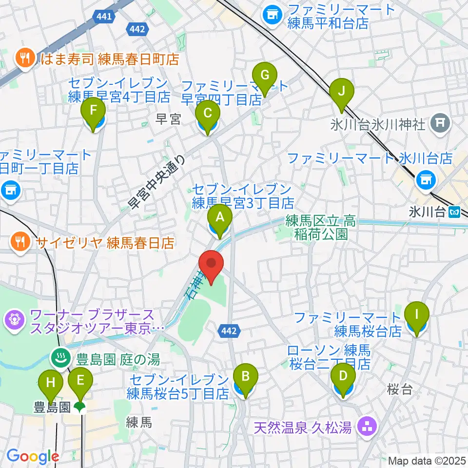 練馬総合運動場少年野球場周辺のコンビニエンスストア一覧地図
