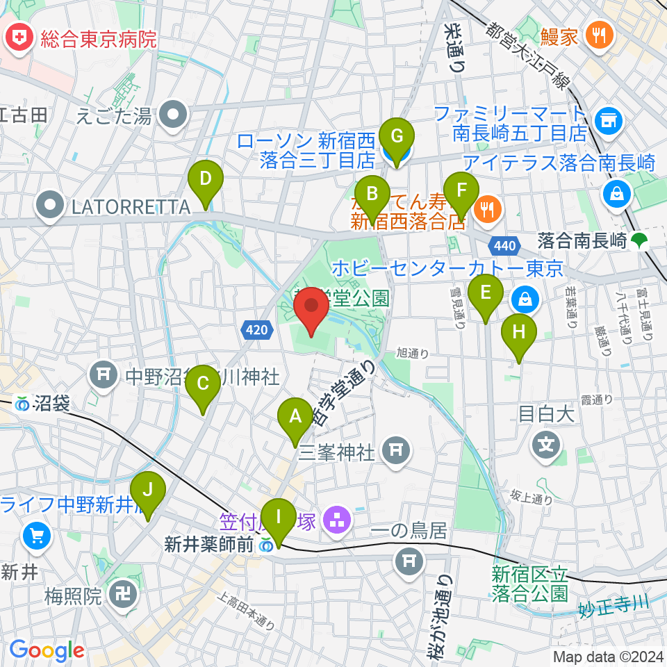 妙正寺川公園運動広場周辺のコンビニエンスストア一覧地図