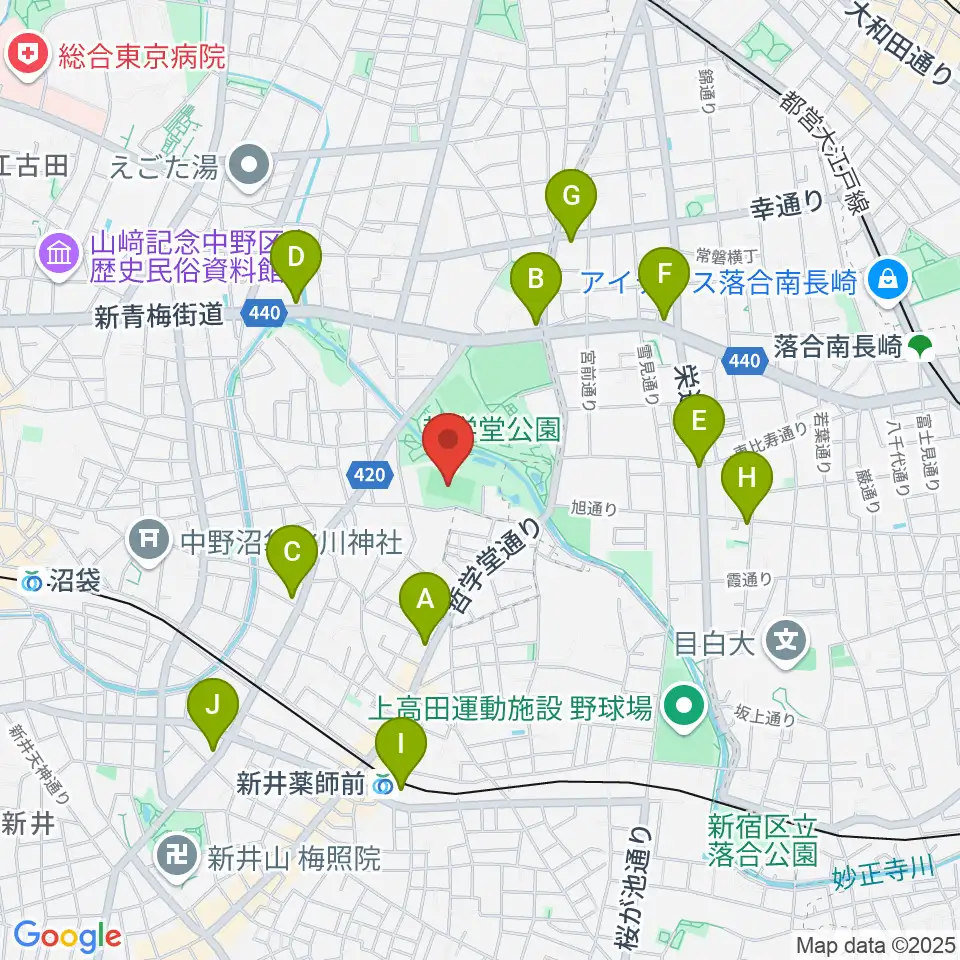 妙正寺川公園運動広場周辺のコンビニエンスストア一覧地図