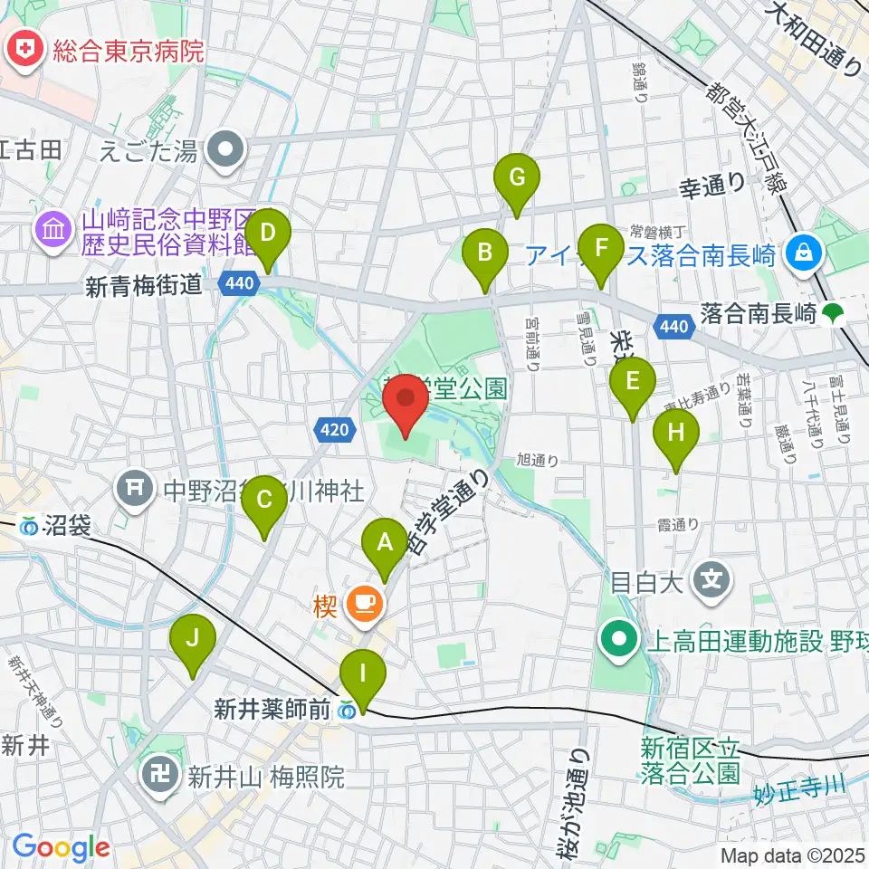 妙正寺川公園運動広場周辺のコンビニエンスストア一覧地図