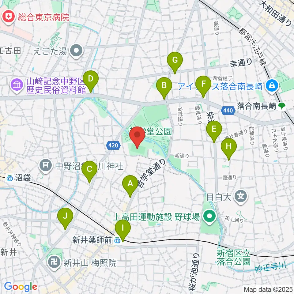 妙正寺川公園運動広場周辺のコンビニエンスストア一覧地図