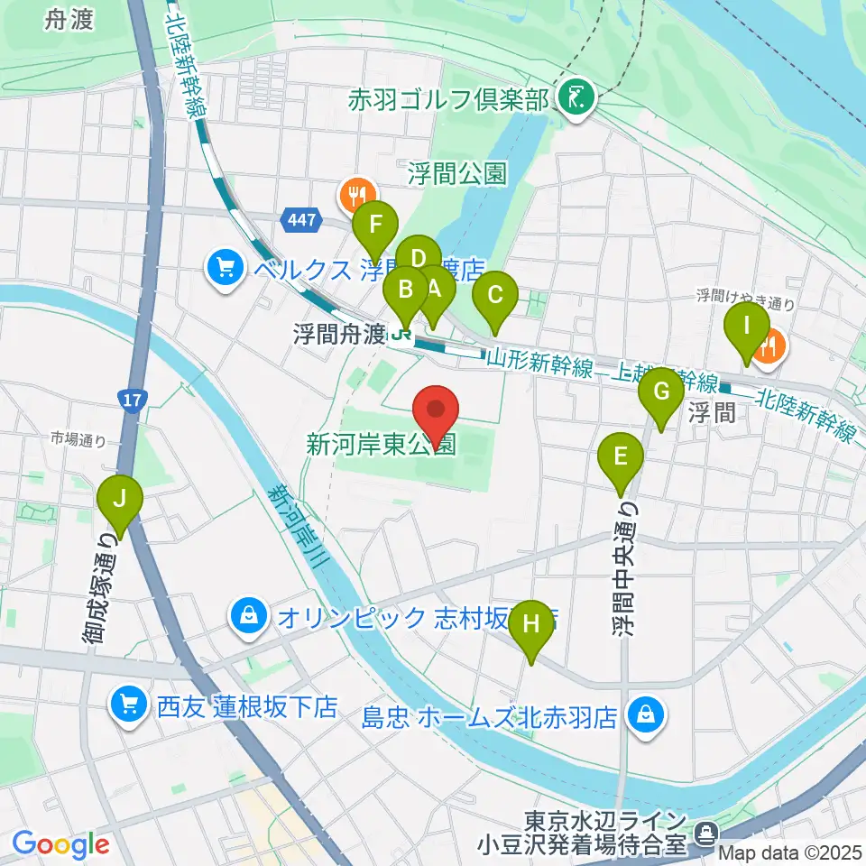 浮間子どもスポーツ広場野球場周辺のコンビニエンスストア一覧地図